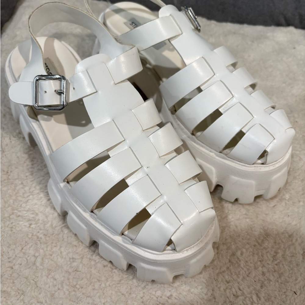 Steve Madden White Platform Sandals